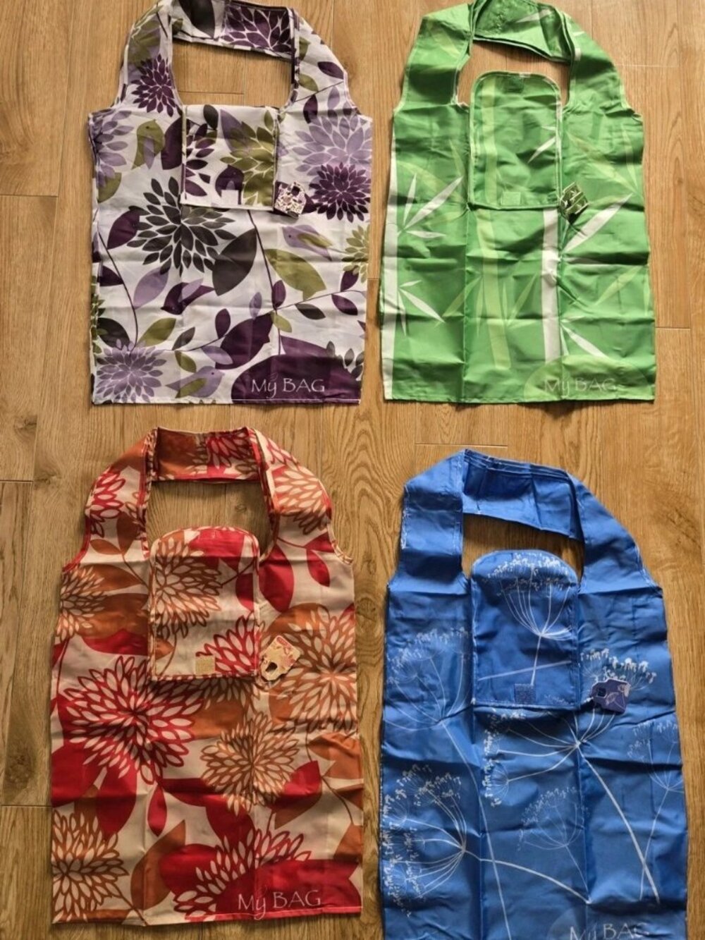 NEW 🆕️ 4 PACK Reusable Shopping Bags - "My Bag" Heavy Duty, Washable, Foldable